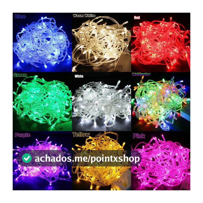 Pisca Pisca Natal Cordão 100 Leds 9m 8 Funções Varias Cores 110v E 220V ANJIN.B