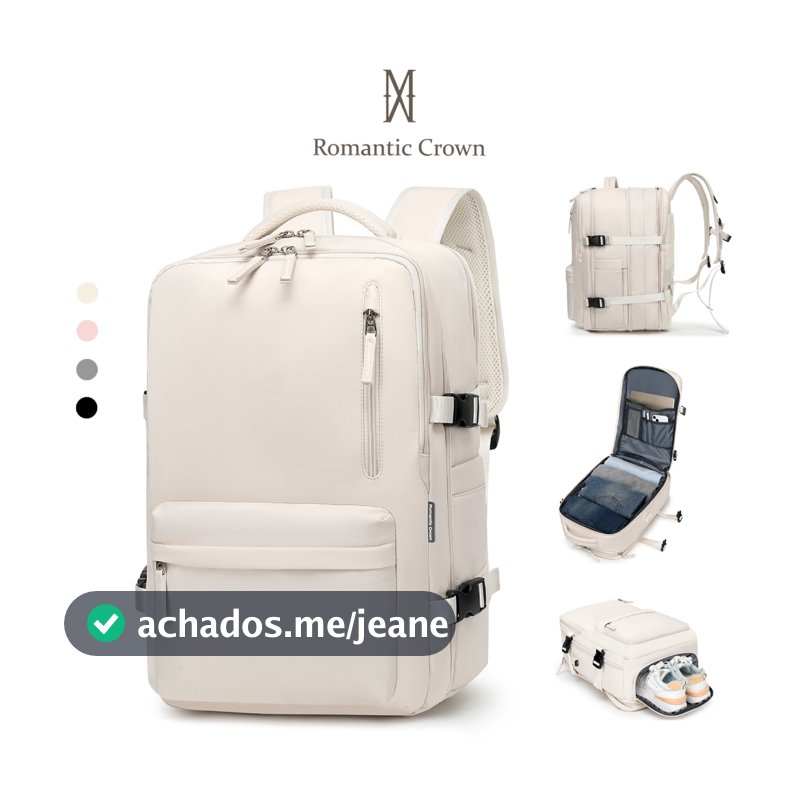 ROMANTIC CROWN Mochila Viagem Feminina Masculina Multifuncional Reforçada Impermeável Expansível, Notebook Antifurto USB