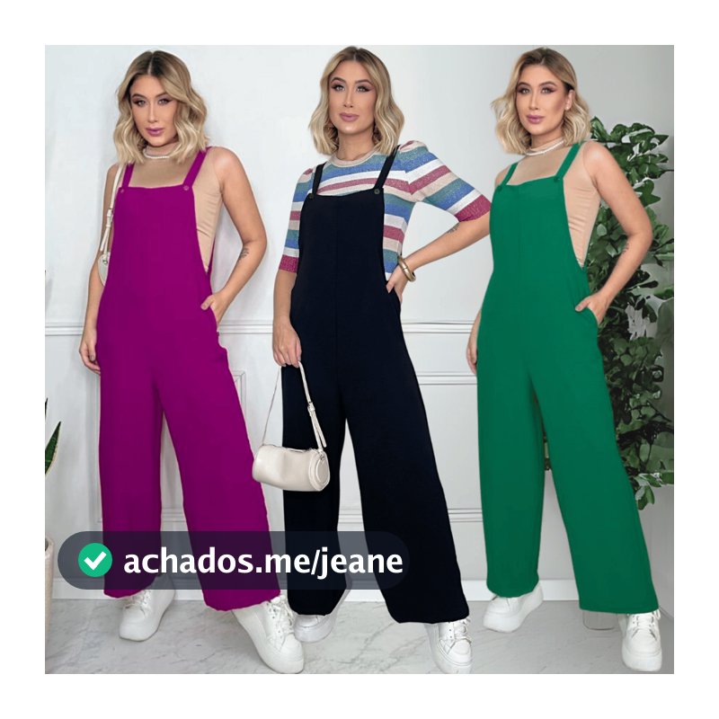 Macacão Jardineira Feminino Longo Casual Liso Jardineira Gestante Crepe