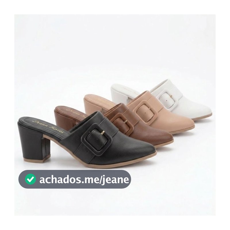 Scarpin Mule Salto Alto Grosso Luxo Bico Fino fivela cor