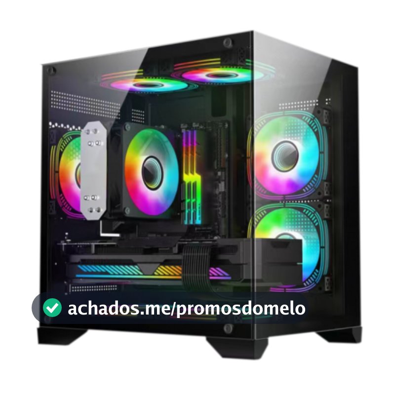 Gabinete Gamer Gb1790 Hayom 4 Fans Rgb Micro-atx Vidro Temp Cor Preto