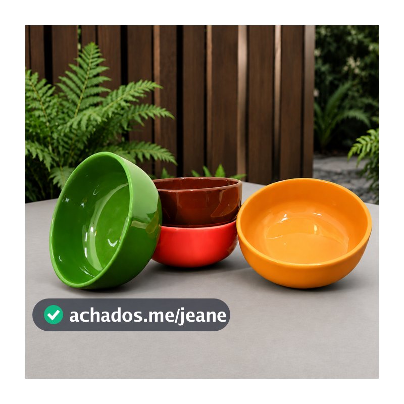 Kit 4 Bowls em Cerâmica 390ml 11 Cores SEGUNDA LINHA | Tigelas para Caldos Sobremesa Sorvete Açaí