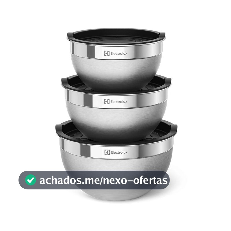 Conjunto Bowls de Inox Electrolux com Tampa Plástica 3 Peças