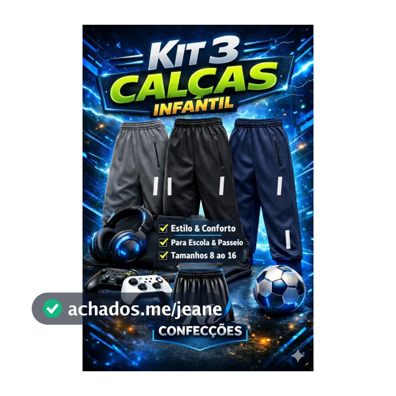 Kit 3 Calças Infantil Masculina Esportiva Confortável Calça Chipa Escolar Costura Forte Passeio do  2 ao 16