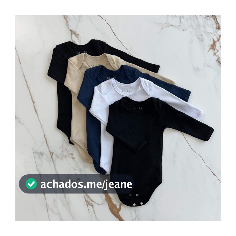 Kit 5 Body Bebe Manga Longa Suedine 100% Algodao Menino Inverno Verao