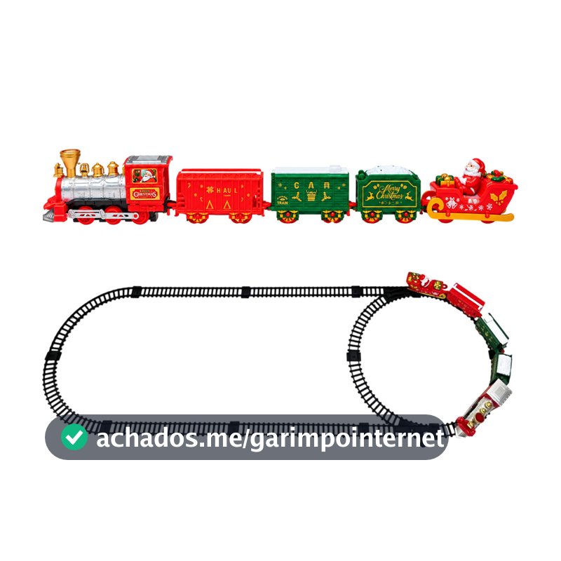 Trem Natalino Decorativo Brinquedo Papai Noel Treno Festa Fim de Ano Trilho Arvore Natal Mesa Estante Casa Enfeite