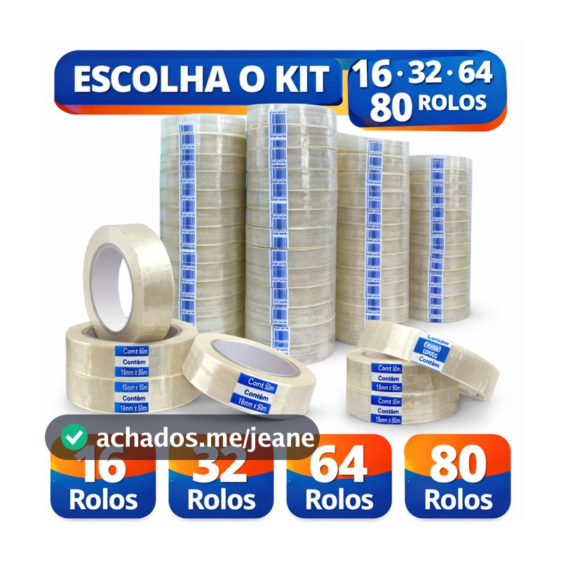 Fita Adesiva Transparente 18mm x 50m – Kits a Partir de 16 Rolos