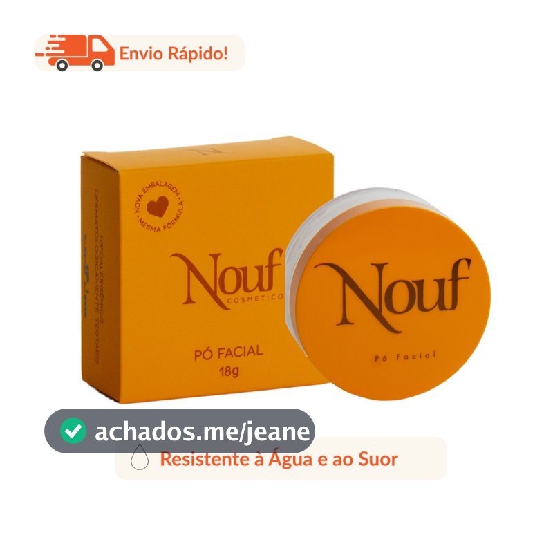 Pó Facial Nouf 18g Efeito Blur Vegano Resistente à Água Maquiagem Facial sem Uso de Blindagem