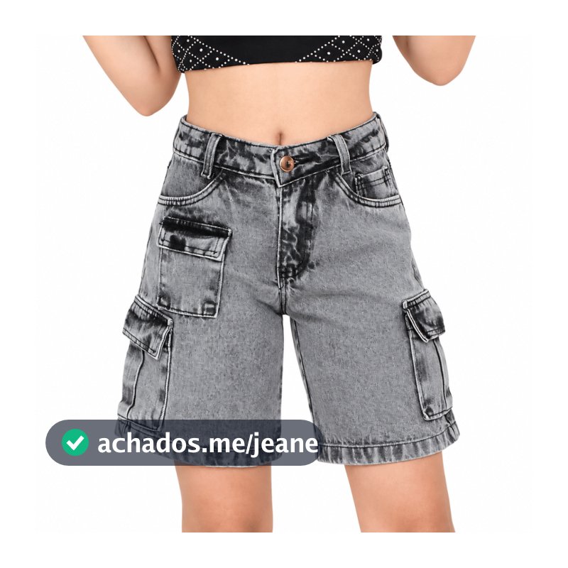 Short jeans marmorizado menina pedal cargo juvenil infantil