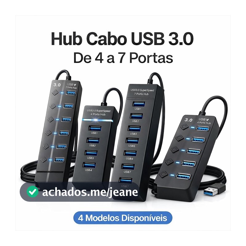 Hub USB 3.0 4 ou 7 Portas 5Gbps Extensor USB Adaptador Para Notebook PC Pendrive