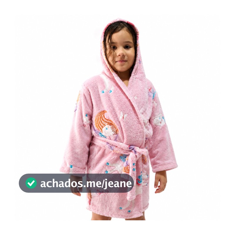 Roupão Infantil Soft Fofinho com Capuz Manga Longa Menina.