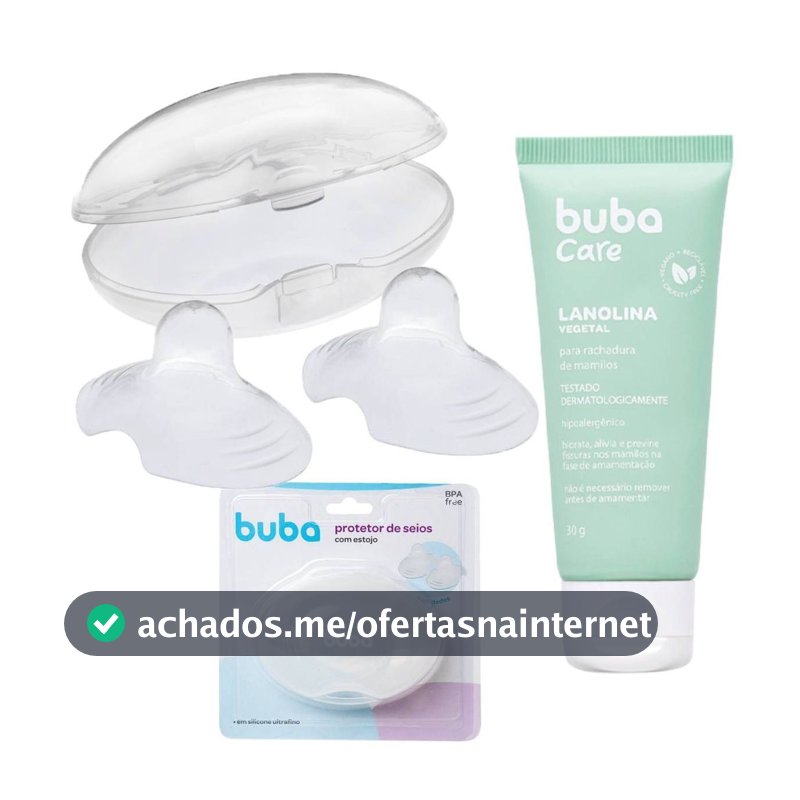 Kit 2 Protetor Peito Buba Amamentação + Hidratante Lanolina Seios