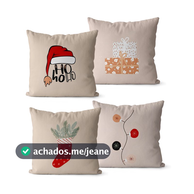 Kit 4 Capas De Almofadas Para o Natal 45x45 - Minimalista