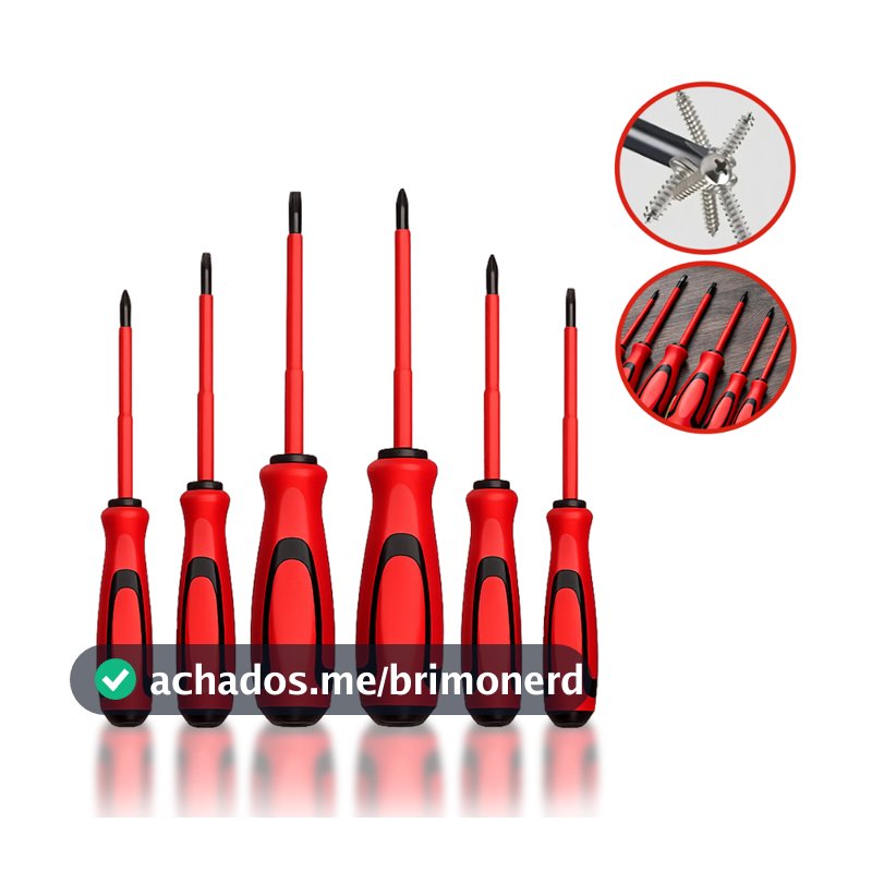 Kit De Jogo De Chave De Fenda E Philips Isoladas 6 Peças Profissional Eletricista