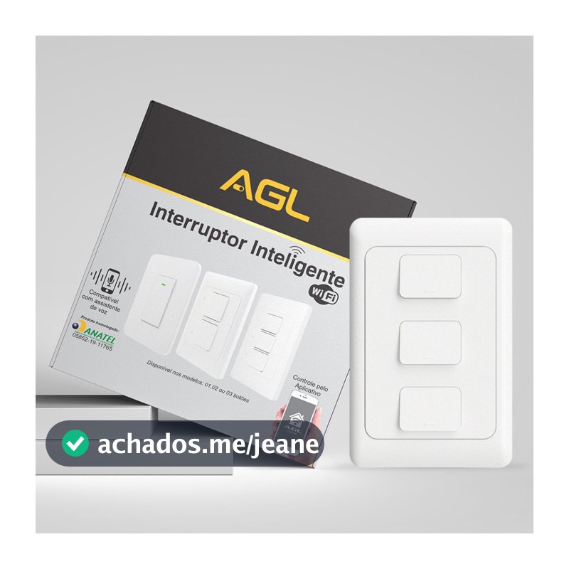 Interruptor Smart P/ Casa Alexa Google 3 Teclas Branco Agl