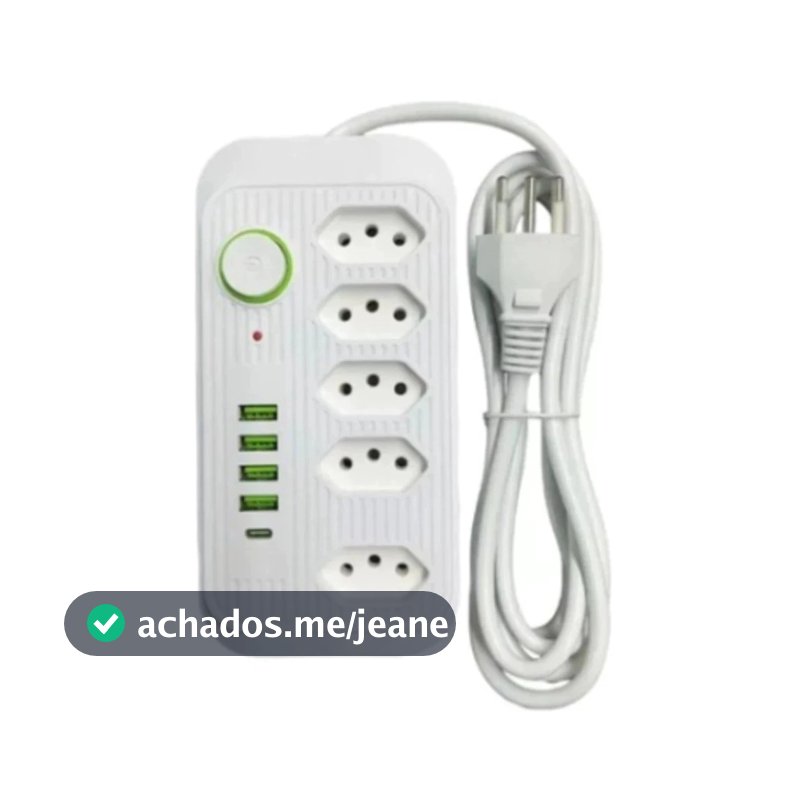 Extensão Filtro De Linha Segurança 5 Tomadas