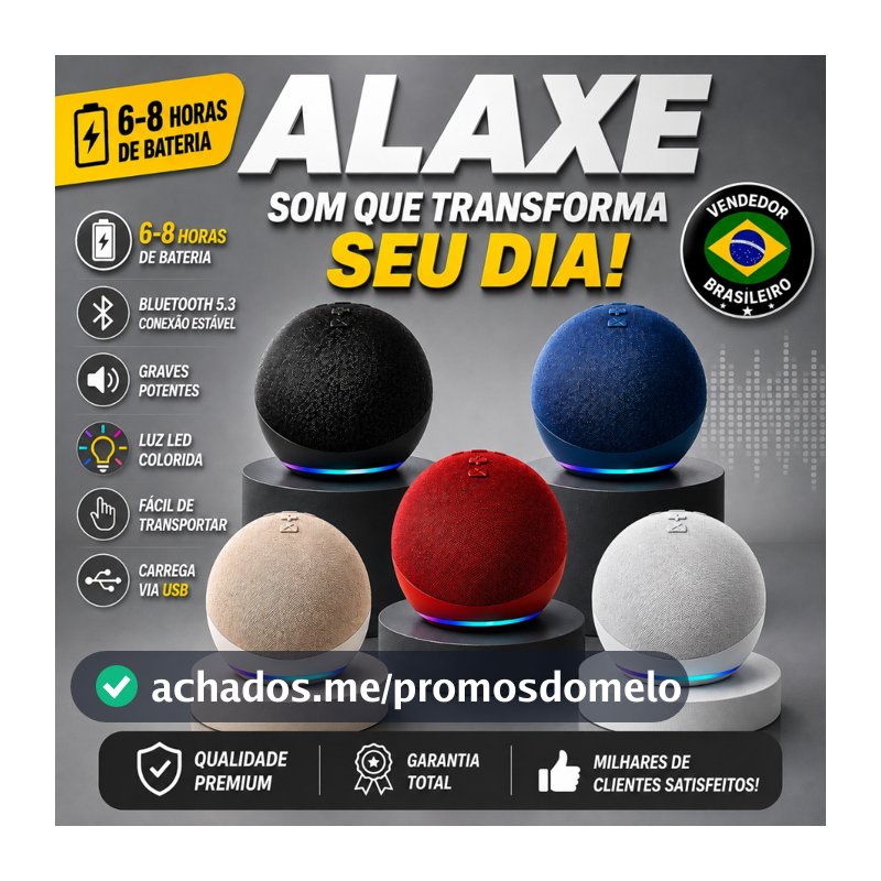 Alaxe Echo Dot 5ª Geração Caixa de Som - Som de Alta Qualidade, LEDs Vibrantes, Bluetooth 5.0