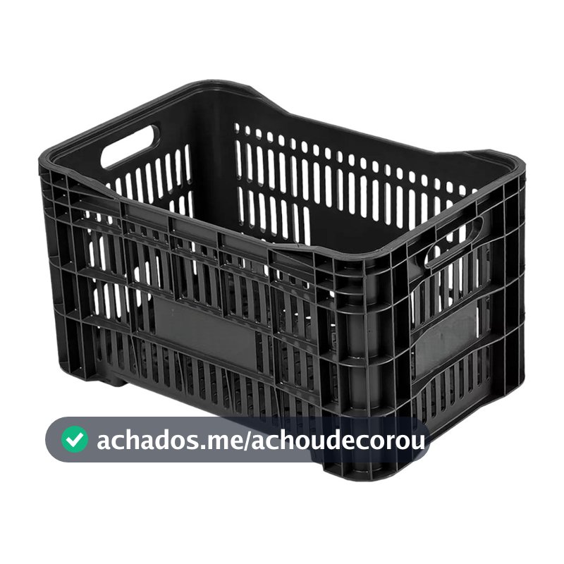 Caixas Plastica Hortifruti Compra Vazada Empilhavel Preta Mercado Frutas Organizacao