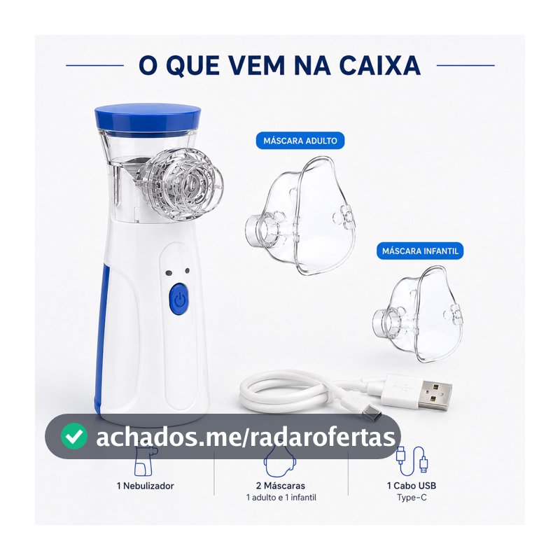 Nebulizador Portátil Mesh Silencioso Recarregável Inalador Infantil Adulto com Máscara USB ANJGG BRASIL