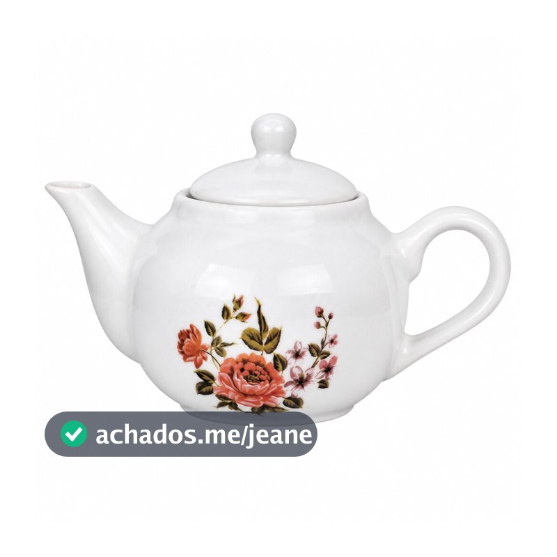 Bule Chaleira 500ml Café Chá Leite C/Tampa - Decorado FLORES ,PORCELANA VAI AO FORNO E MICRO ONDAS