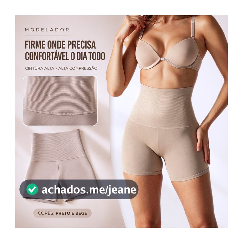 Bermuda Modeladora Feminina Alta Compressão Pós-Parto Não Enrola Cintura Alta Cinta Reduz Medidas