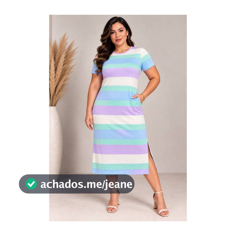 Vestido midi de bolso moda Evangélica, tamanho único G veste do 40 ao 44 ,tecido visco lycra