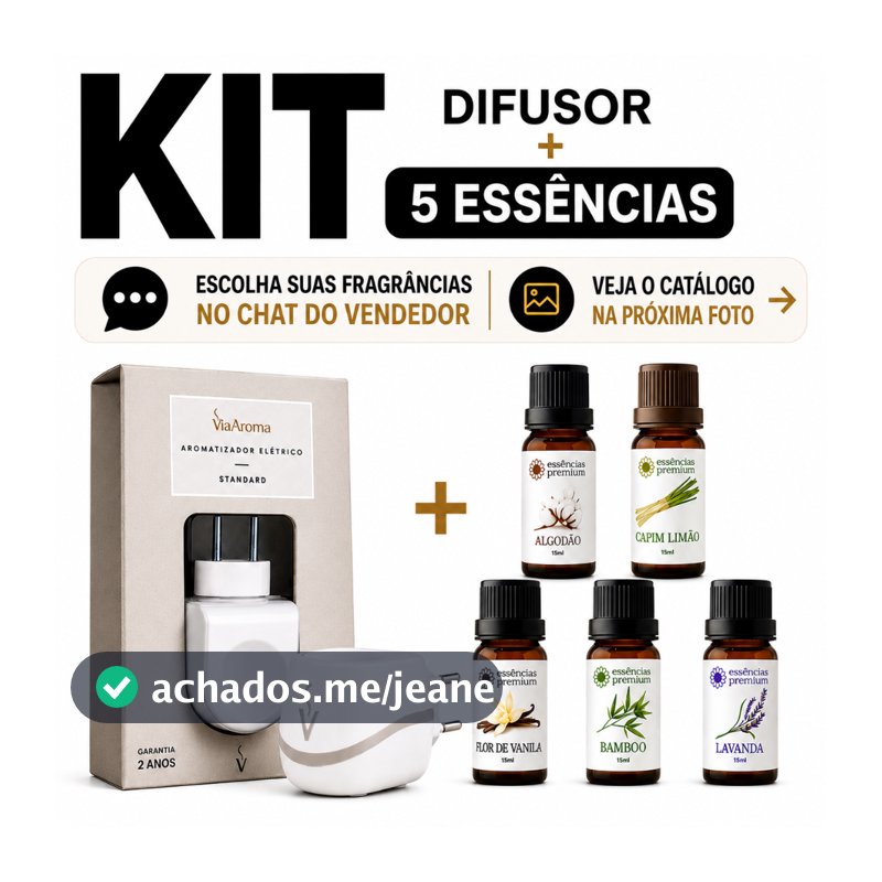 Difusor Aromatizador Elétrico Standard Bivolt Via Aroma + 5 Essência 15 ml