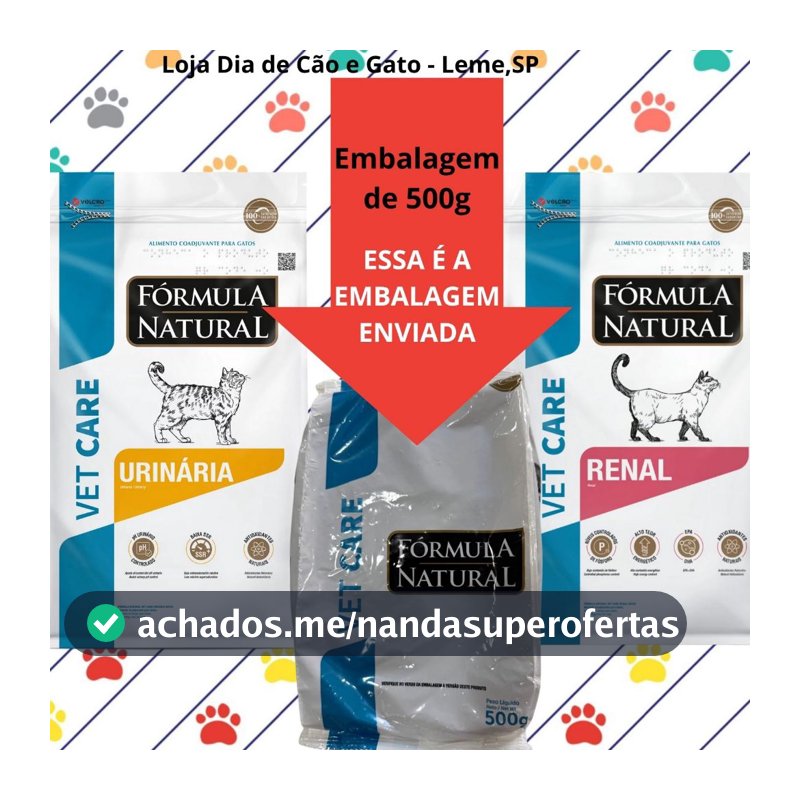 Ração 500g ou 1,5Kg - Ração Vet Care para Gatos -  Urinária ou Renal