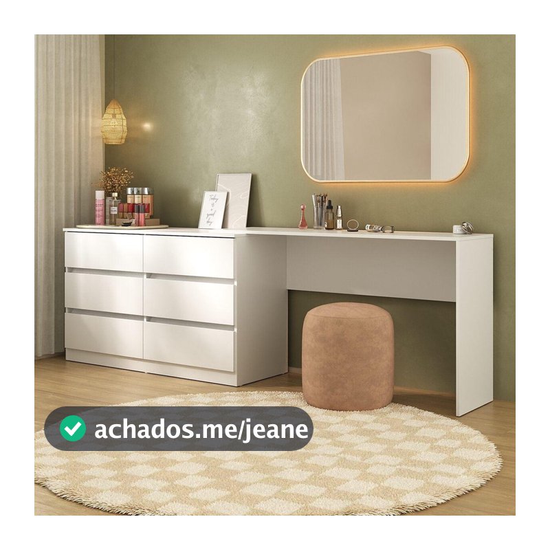 Penteadeira de Canto 120cm 6 Gavetas Flex Multimóveis MP4404