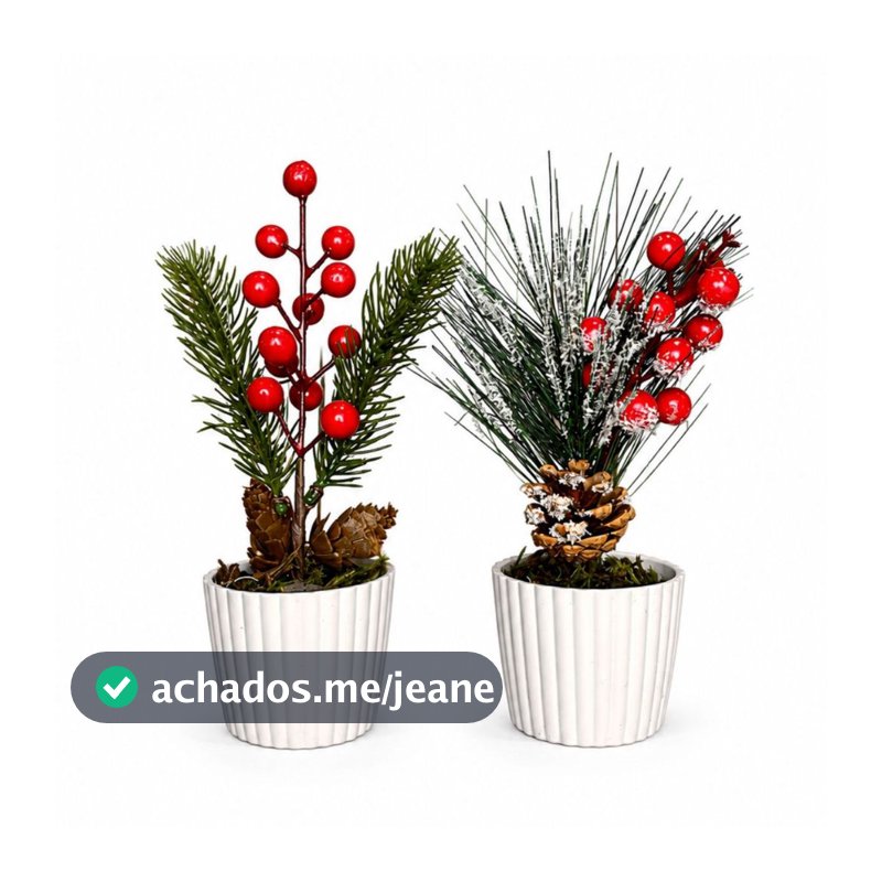 Kit 2 Enfeites De Natal Arranjos Natalinos Vasos Decoração