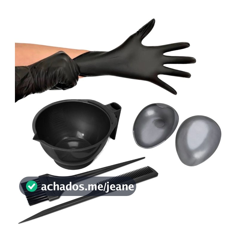 Kit Tintura Tigela Pente Pincel Luva com Protetor de Orelha