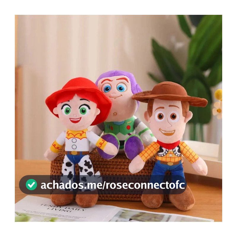 Kit 3 Ursos de Pelúcias Toy Story Woody Buzz Lightyear Jessie Bonecos Filme Disney