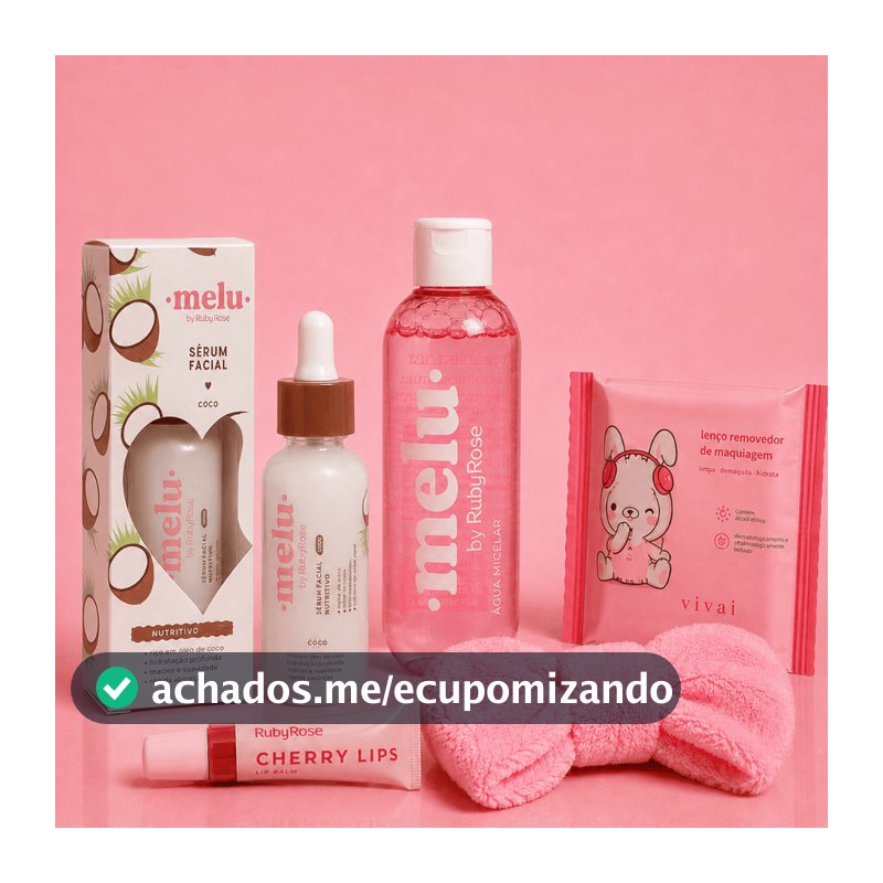 Kit Skincare Ruby Rose Melu + Faixa + Lenço Removedor | Completo, Compacto e Ideal para Bolsa