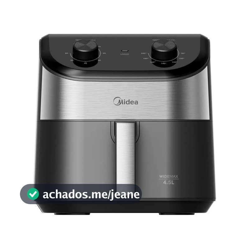 Fritadeira Air Fryer 4,5L Midea Wide Max Cyclone Preto e Inox 1500W 127V