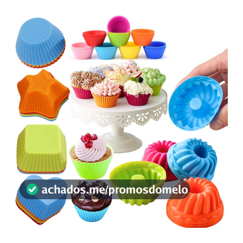 Forminhas Formas Silicone Cupcake Muffin Bolo Doces Vários Formatos Coloridas Kit com 6 ou 12 Peças