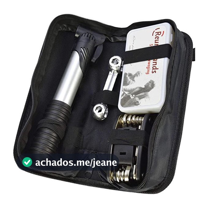 Kit Ferramentas Bike Bicicleta Remendo Pneu Bomba De Ar Bolsa Quadro