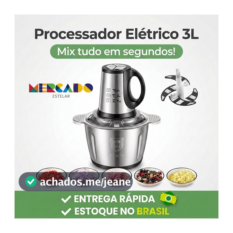 3L Picador De Alimentos Moedor De Carne Mixer Elétrica Processador Cozinha Casa Alho - 110v-220v