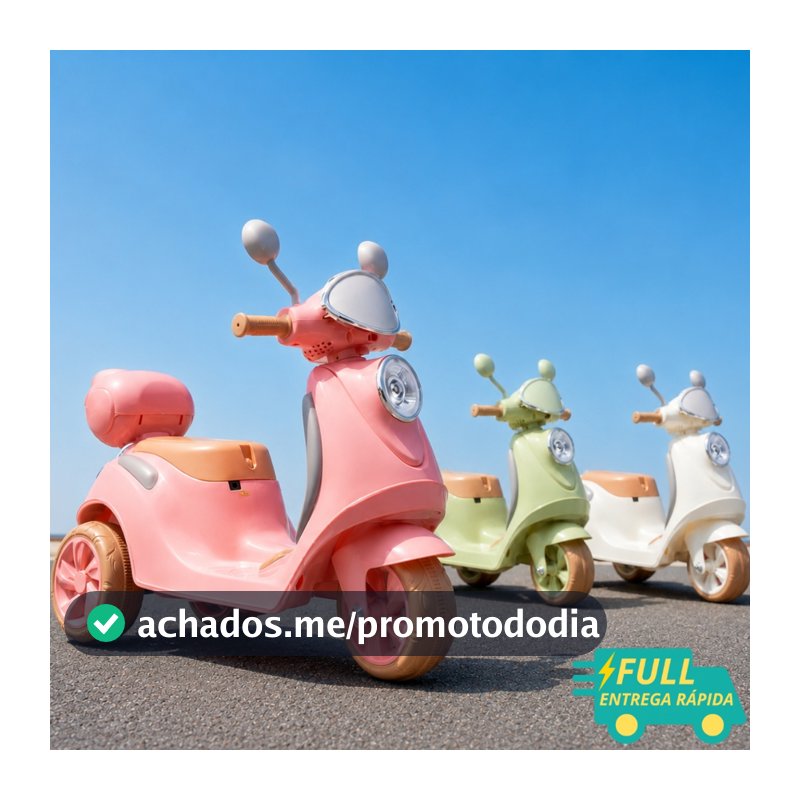 Mini Scooter Motinha Elétrica Triciclo Infantil Moto Vespa 6V Bege Rosa Verde Scooter Bella T3 6V