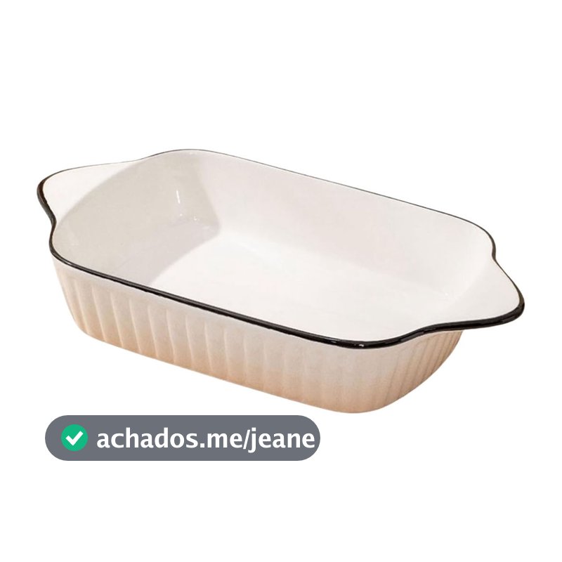 Refratário de Cerâmica Retangular com Alças Branco 26X14cm