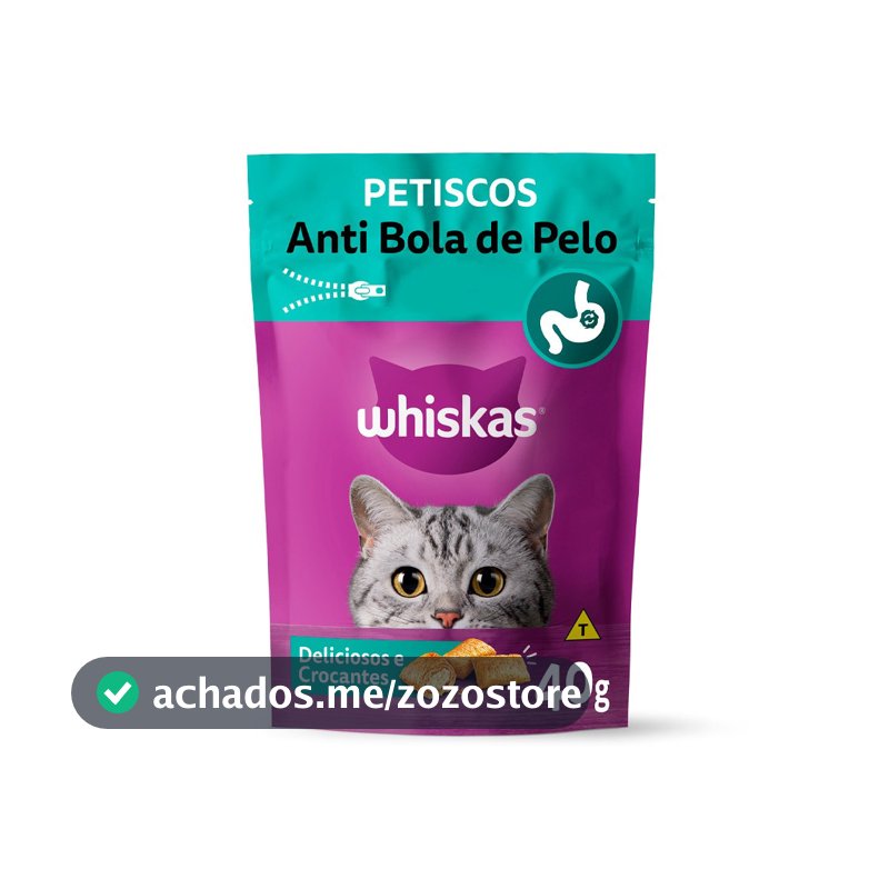 Petisco Anti Bola de Pelo Para Gatos Adultos 40 g Whiskas