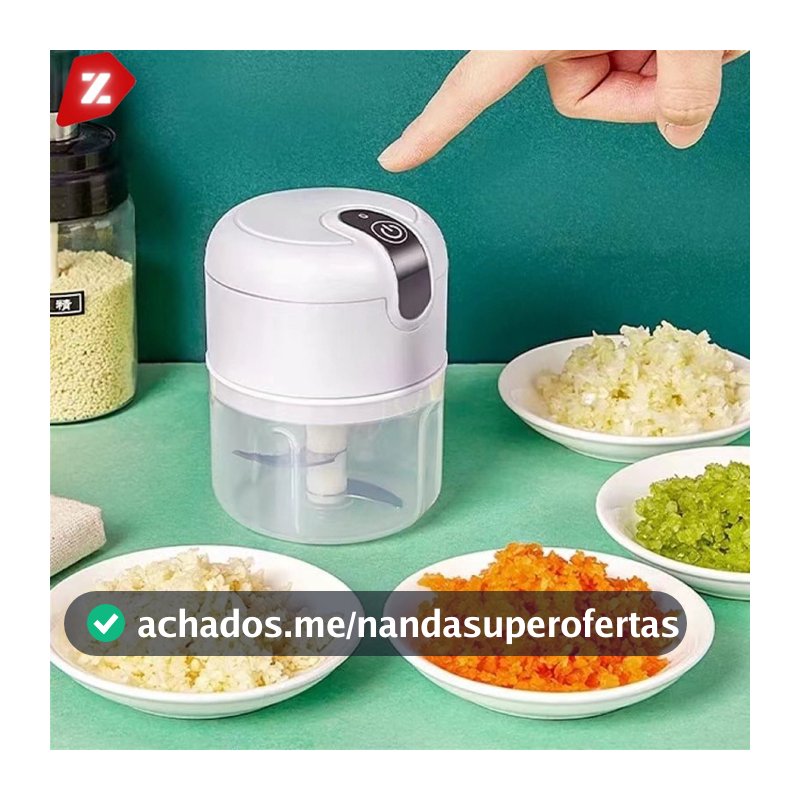 Mini Processador Elétrico de Alimentos Portátil com 3 lâminas de aço inox USB 250 ml Bivolt