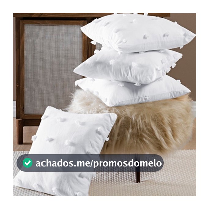 Kit 4 Capas Almofada Pompom 3D Poppy 300 fios 45cmx45cm / 60cmx30cm