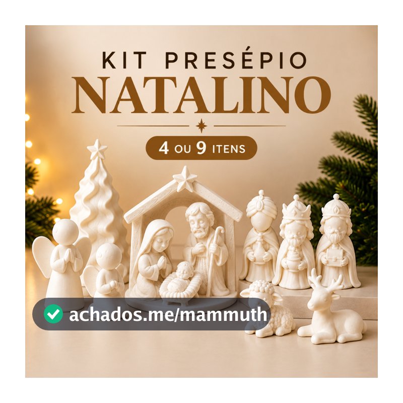 Presépio de Natal Decorativo com Sagrada Família Reis Magos Anjos Árvore e Animais Enfeite para Aparador Mesa e Sala