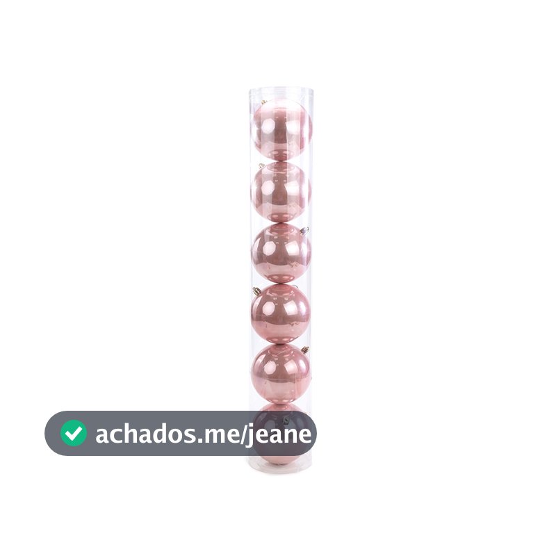 Bola de Natal em Tubo - Perolado Rose Gold - 6cm - 6 unidades - Cromus - Rizzo