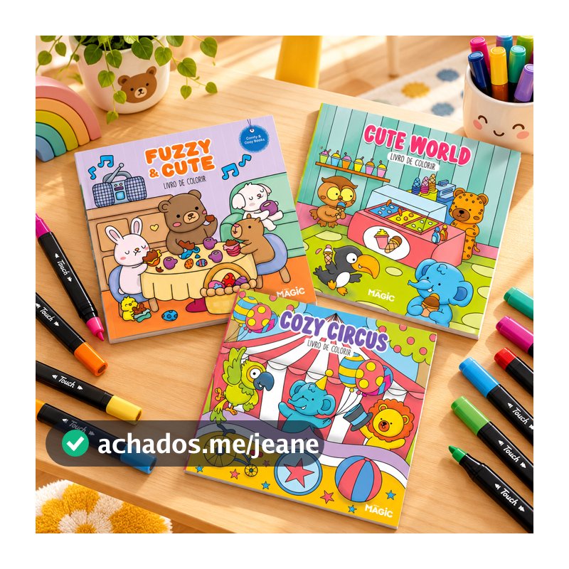 Kit 3 Livros De Colorir Tik Tok 72 Desenhos Comfy e Cozy Folha 150 Gm²
