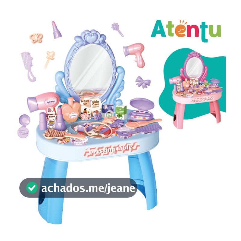 Penteadeira Infantil Princesa com Acessórios Menina Maquiagem Faz de Conta
