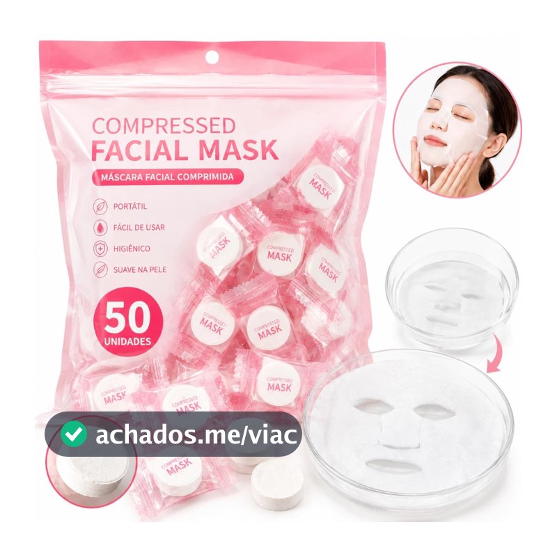 Kits com 50 ou 100 Máscaras Facial Comprimida Pastilhas de Algodão para Sérum Skincare