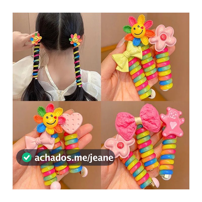 1 PC Nova Cor Do Arco-Íris Bonito Alta Elástica Espiral Corda De Cabelo Cabeça Rabo De Cavalo Anel Faixa De Borracha C