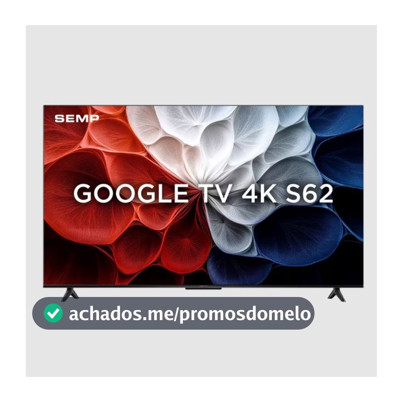 Smart TV 65 Polegadas 4K 65S62 Google TV Processador AiPQ Dolby Áudio Preta Semp