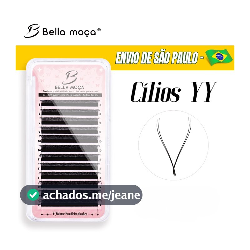 Cílios Bella Moça YY D 0.07mm - Volume Natural no Estilo Brasileiro, Cor Preta